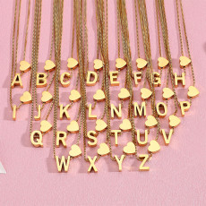 Valentine's Day Stainless Steel Love 26 Letter Drawable Necklace