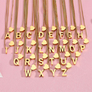 Valentine's Day Stainless Steel Love 26 Letter Drawable Necklace