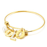 Mother's Day Love 26 Letter Stainless Steel Shell Bracelet