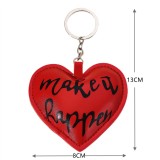 Valentine's Day Love Car Keychain PU Red Couple Heart shaped Keychain Pendant