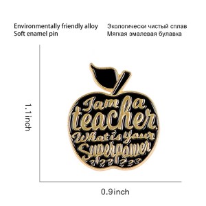 Teacher's Day apple English letter creative alloy brooch shirt collar accessory pins