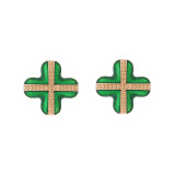 Fashion Alloy Oil Dropping Clover Earrings Irish Carnival Flower Earrings