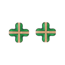 Fashion Alloy Oil Dropping Clover Earrings Irish Carnival Flower Earrings