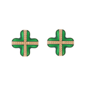 Fashion Alloy Oil Dropping Clover Earrings Irish Carnival Flower Earrings
