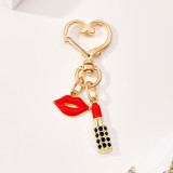 Valentine's Day keychain, metal lipstick, red lips, love buckle, car backpack, decorative pendant