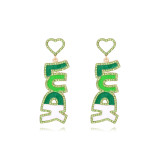 Alloy Diamond LUCK Letter Earrings Drip Oil Carnival Letter Earrings