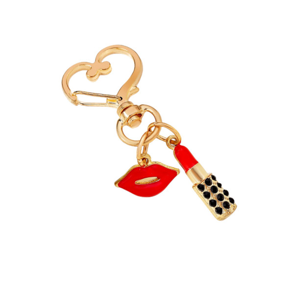Valentine's Day keychain, metal lipstick, red lips, love buckle, car backpack, decorative pendant