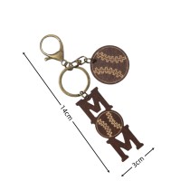Sports ball, football, basketball, baseball, mom's day, wooden vintage keychain pendant