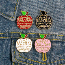 Teacher's Day apple English letter creative alloy brooch shirt collar accessory pins