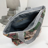 Retro Embroidered Cat and Dog One Shoulder Large Capacity Bag