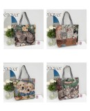 Retro Embroidered Cat and Dog One Shoulder Large Capacity Bag