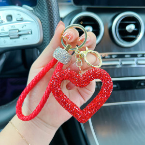 Valentine's Day diamond inlaid hollow clay full of diamonds, love keychains, car pendants, decorative products