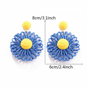 Handwoven Lafite Sunflower Earrings