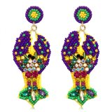 Fashion Carnival Rice Ball Earrings Beaded Mask Letter MARDI GRAS Earrings