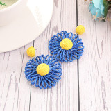 Handwoven Lafite Sunflower Earrings