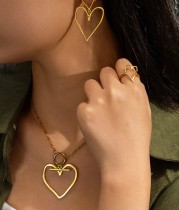 Valentine's Day stainless steel love earrings, rings, necklaces