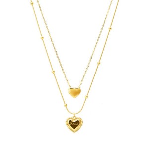Valentine's Day Stainless Steel Love Double Layer Necklace