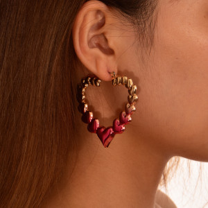 Valentine's Day Love Circle Alloy Bamboo Knot Earrings