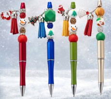 Christmas stationery tassel beads ballpoint pen Santa Claus pendant rotating ballpoint pen