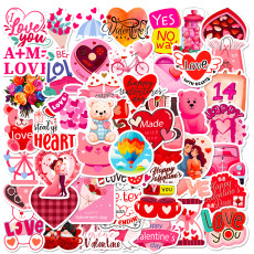 50 Love Valentine's Day Stickers Cartoon INS Sweet Valentine's Day Love LOVE Romantic Love Graffiti Waterproof Stickers