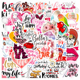 50 Love Valentine's Day Stickers Cartoon INS Sweet Valentine's Day Love LOVE Romantic Love Graffiti Waterproof Stickers