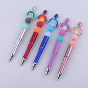 Rainbow silicone bead colored plastic bead writing neutral pen
