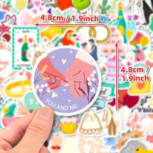 50 Love Valentine's Day Stickers Cartoon INS Sweet Valentine's Day Love LOVE Romantic Love Graffiti Waterproof Stickers