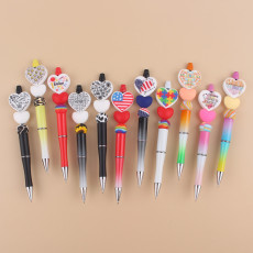 Valentine's Day Love American Flag Silicone Beads Colored Plastic Beads Writing Neutral Pen