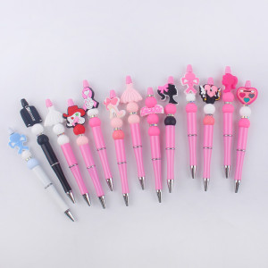 Pink Barbie Silicone Beads Colored Plastic Love Beads Writing Neutral Pen