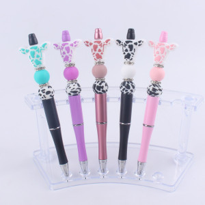 Cartoon Animal Cattle Silicone Beads Colored Plastic Beads Writing Neutral Pen