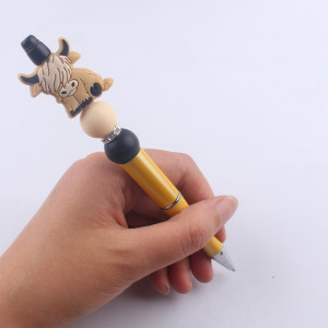 Cartoon Animal Cattle Silicone Beads Colored Plastic Beads Writing Neutral Pen