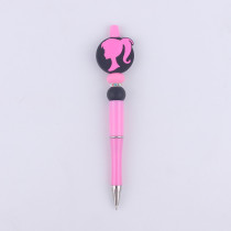 Pink Barbie Silicone Beads Colored Plastic Love Beads Writing Neutral Pen