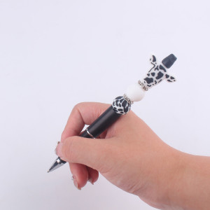 Cartoon Animal Cattle Silicone Beads Colored Plastic Beads Writing Neutral Pen