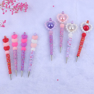 Valentine's Day Love Silicone Beads Colored Plastic Beads Writing Neutral Pen