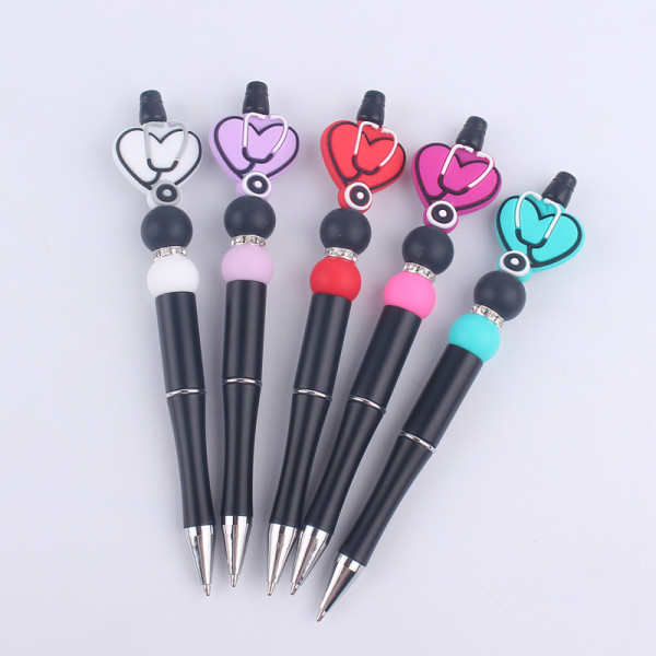 Love doctors and nurses Silicone Beads Colored Plastic Beads Writing Neutral Pen