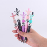 Cartoon Animal Cattle Silicone Beads Colored Plastic Beads Writing Neutral Pen