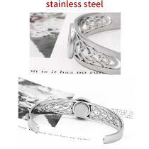 Stainless steel  Hollowed out pattern Opening  Bracelets fit 20MM  Snaps button jewelry wholesale