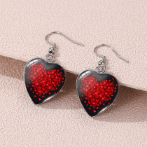 Valentine's Day Love Stainless Steel Glass Heart Time Jewel Earrings