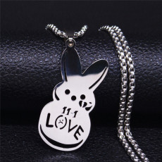 Stainless steel Easter rabbit love pendant necklace