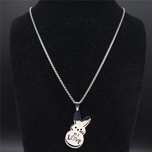 Stainless steel Easter rabbit love pendant necklace
