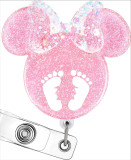 Mickey Head Bow Medical Care Acrylic Gold Onion Sparkling Powder Easy Pulling Buckle Stretching, Rotating, Easy Pulling ID Buckle Stretching