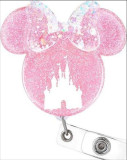 Mickey Head Bow Medical Care Acrylic Gold Onion Sparkling Powder Easy Pulling Buckle Stretching, Rotating, Easy Pulling ID Buckle Stretching