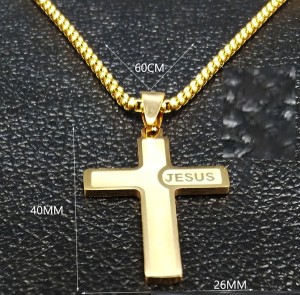 Stainless steel cross Jesus pendant necklace