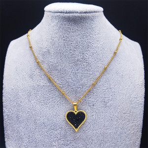 Stainless steel love water diamond pendant necklace