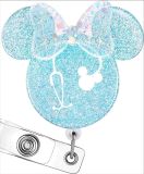 Mickey Head Bow Medical Care Acrylic Gold Onion Sparkling Powder Easy Pulling Buckle Stretching, Rotating, Easy Pulling ID Buckle Stretching
