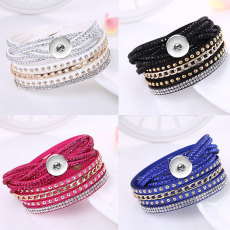 Korean velvet multi-layer hot diamond inlaid bracelet fit 18mm snap button jewelry