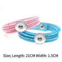 Korean velvet multi-layer crystal hot diamond wrapped bracelet fit 18mm snap button jewelry