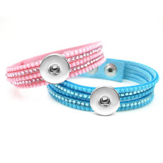 Korean velvet multi-layer crystal hot diamond wrapped bracelet fit 18mm snap button jewelry