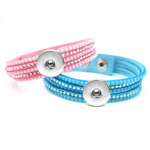 Korean velvet multi-layer crystal hot diamond wrapped bracelet fit 18mm snap button jewelry
