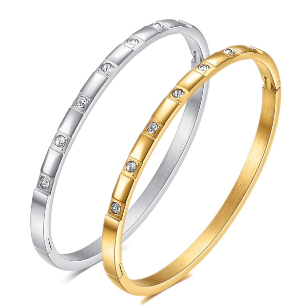 Stainless steel square diamond bracelet